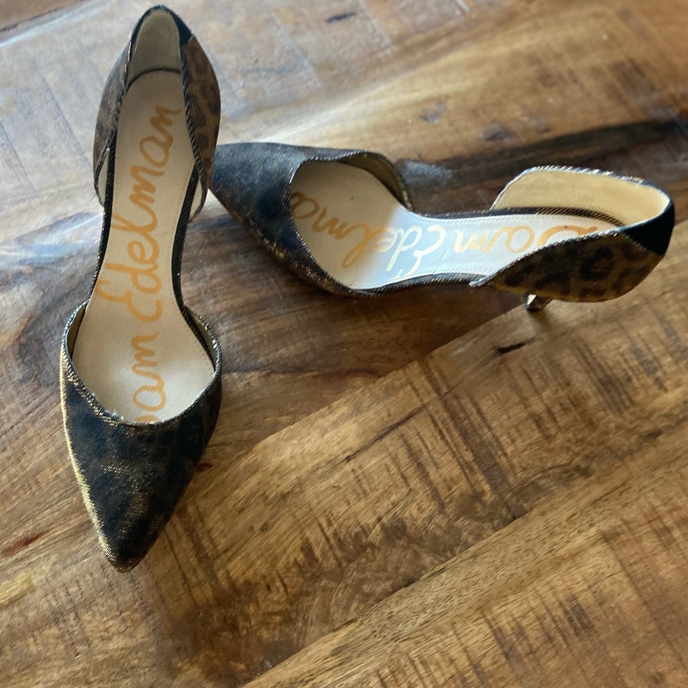 Sam Edelman Metallic Animal Print Heel Pumps SZ 8.5